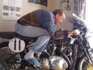 Reg going for it on his Vincent racer
